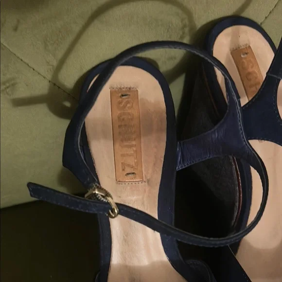 SCHUTZ Blue High-Heeled Sandals with Ankle Strap - Picture 2 of 5